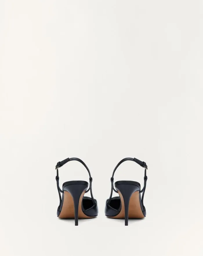 Valentino Pumps Woman Vlogo Signature Calfskin Slingback Pump 80 Mm 315 In For Woman In Poudre Poudre