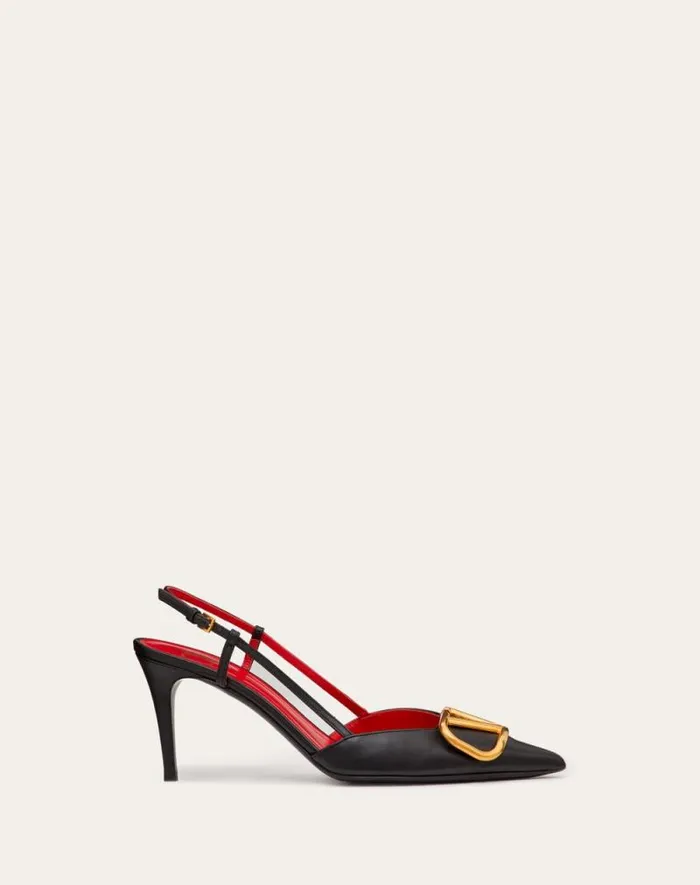 Valentino Pumps Woman Vlogo Signature Calfskin Slingback Pump 80mm 315 In For Woman In Almond Almond