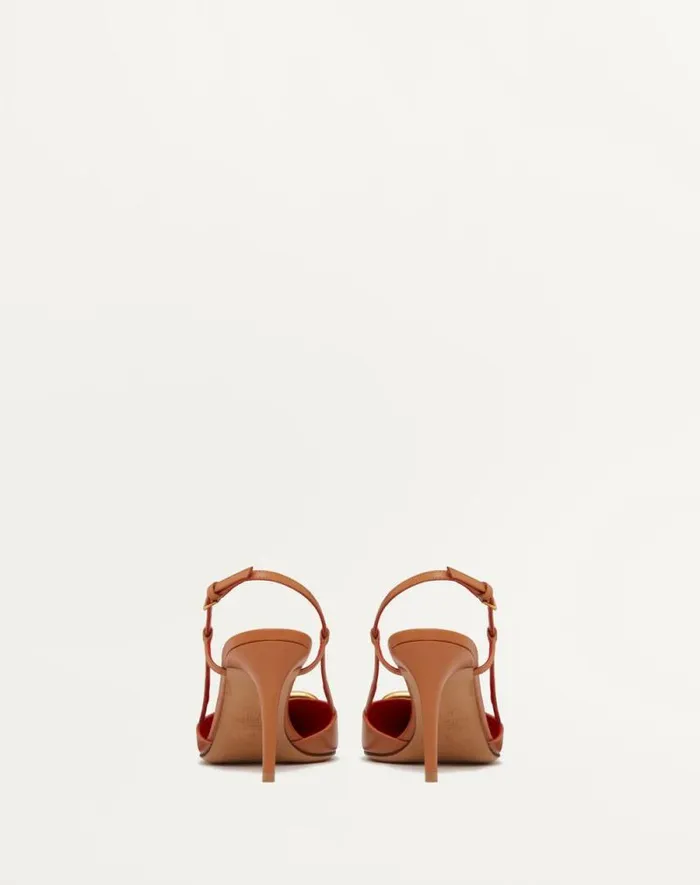 Valentino Pumps Woman Vlogo Signature Calfskin Slingback Pump 80mm 315 In For Woman In Almond Almond