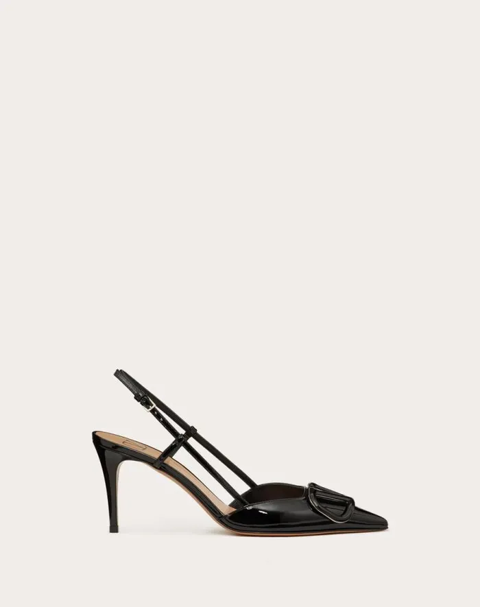 Valentino Pumps Woman Vlogo Signature Patent Leather Slingback Pump 80mm 315 In For Woman In Cobalt Cobalt