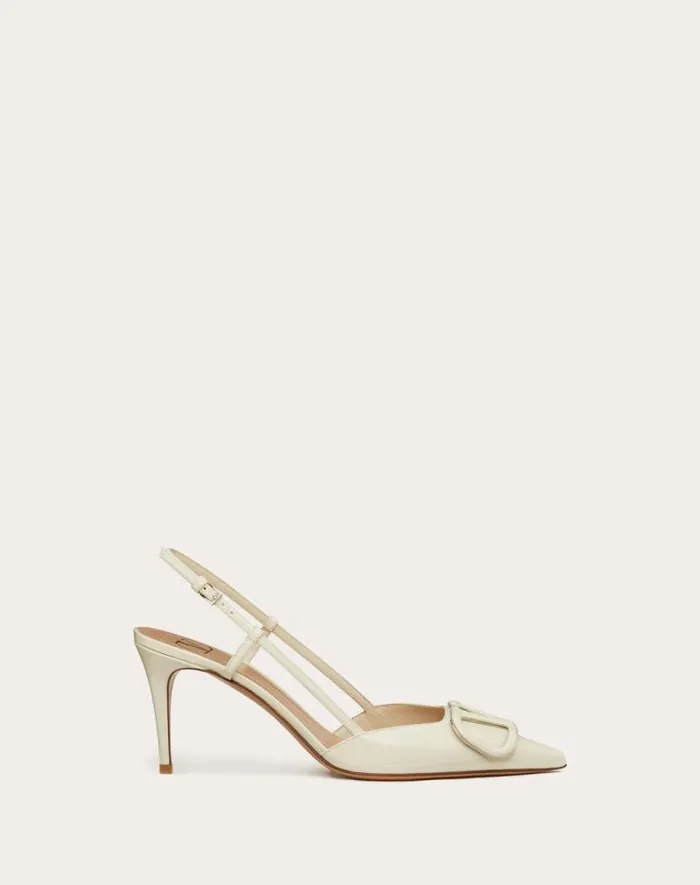 Valentino Pumps Woman Vlogo Signature Patent Leather Slingback Pump 80mm 315 In For Woman In Cobalt Cobalt