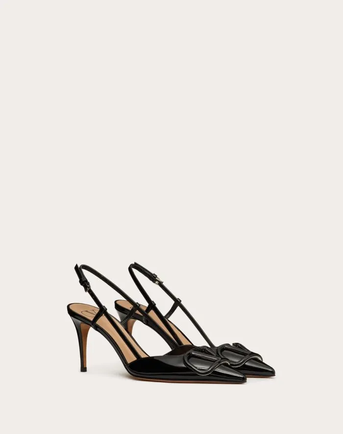 Valentino Pumps Woman Vlogo Signature Patent Leather Slingback Pump 80mm 315 In For Woman In Cobalt Cobalt