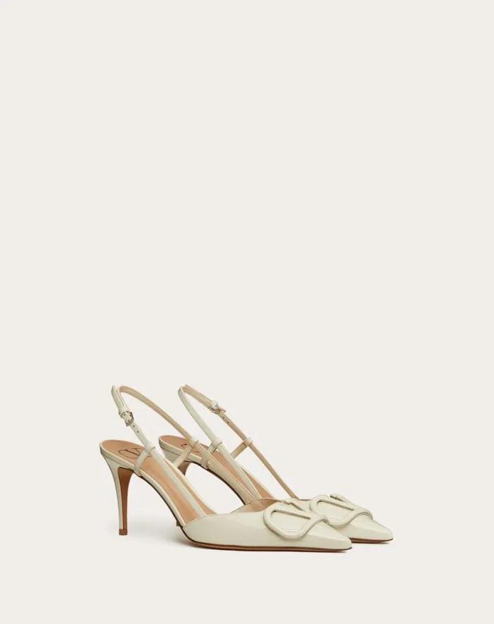 Valentino Pumps Woman Vlogo Signature Patent Leather Slingback Pump 80mm 315 In For Woman In Cobalt Cobalt