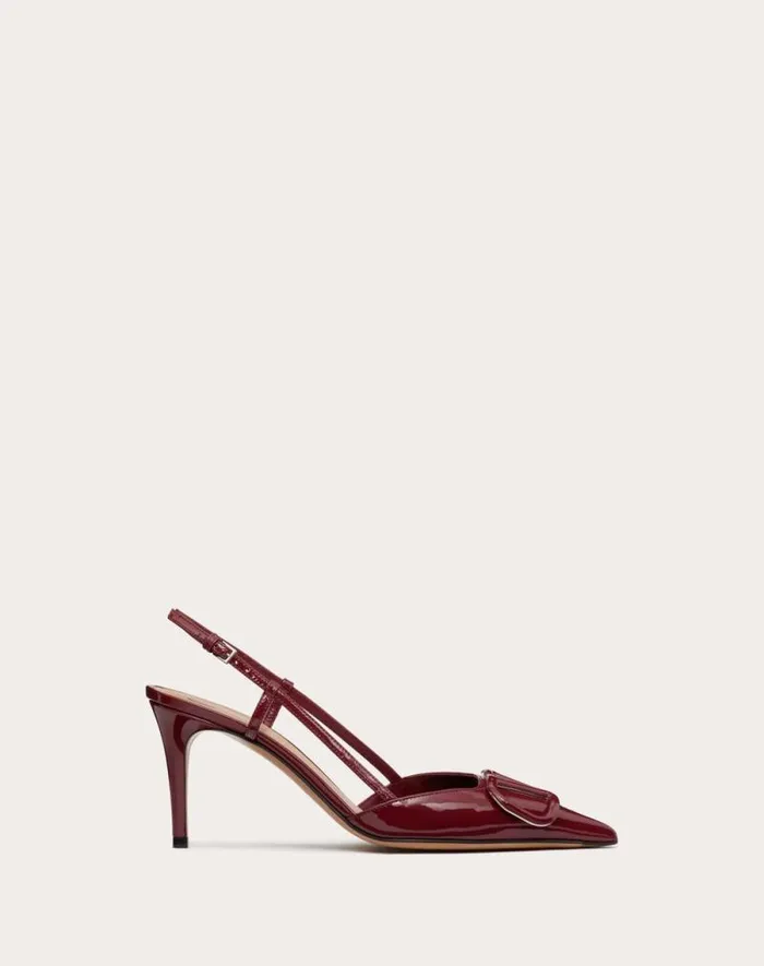 Valentino Pumps Woman Vlogo Signature Patent Leather Slingback Pump 80mm 315 In For Woman In Cobalt Cobalt