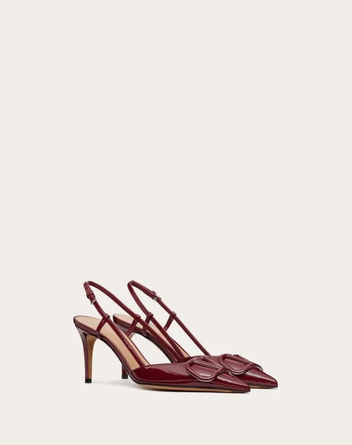 Valentino Pumps Woman Vlogo Signature Patent Leather Slingback Pump 80mm 315 In For Woman In Cobalt Cobalt