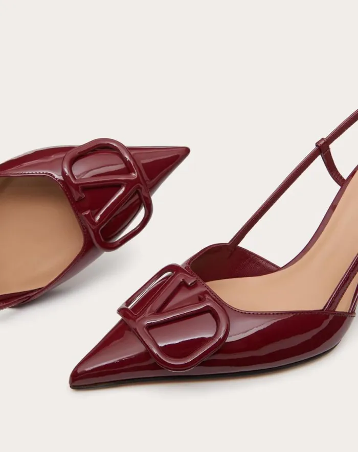 Valentino Pumps Woman Vlogo Signature Patent Leather Slingback Pump 80mm 315 In For Woman In Cobalt Cobalt