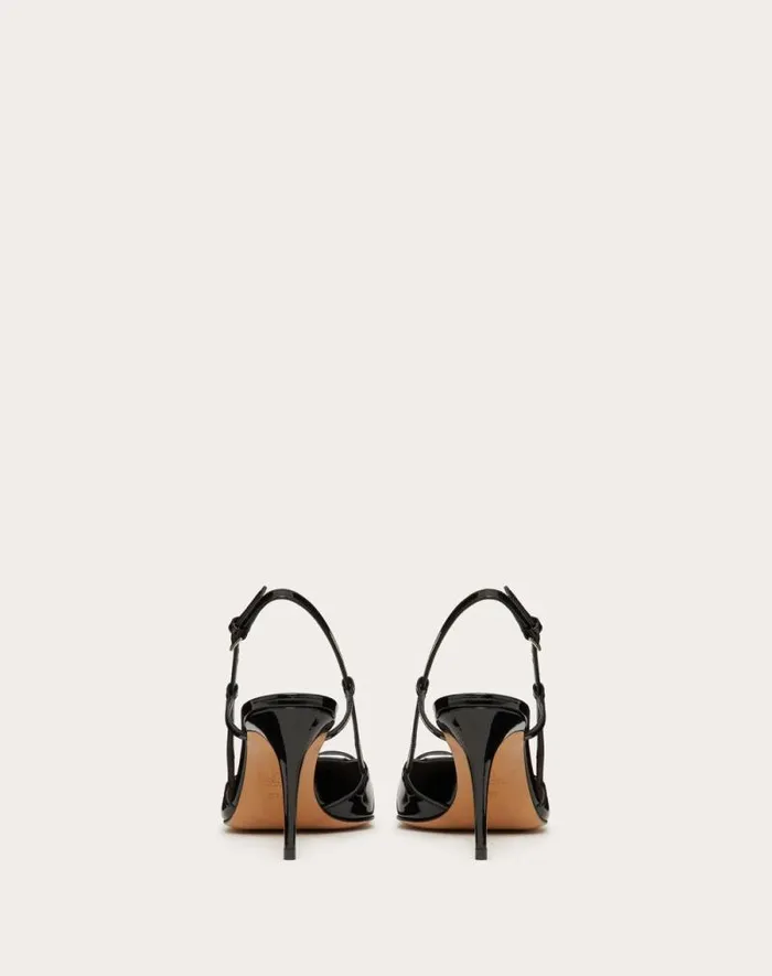 Valentino Pumps Woman Vlogo Signature Patent Leather Slingback Pump 80mm 315 In For Woman In Cobalt Cobalt