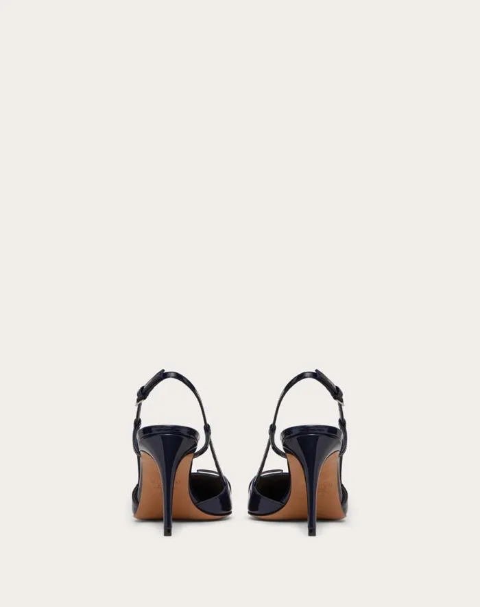 Valentino Pumps Woman Vlogo Signature Patent Leather Slingback Pump 80mm 315 In For Woman In Cobalt Cobalt