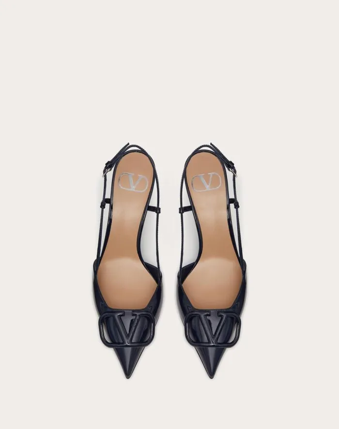 Valentino Pumps Woman Vlogo Signature Patent Leather Slingback Pump 80mm 315 In For Woman In Cobalt Cobalt