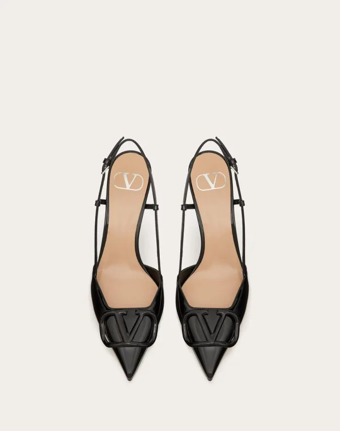 Valentino Pumps Woman Vlogo Signature Patent Leather Slingback Pump 80mm 315 In For Woman In Cobalt Cobalt