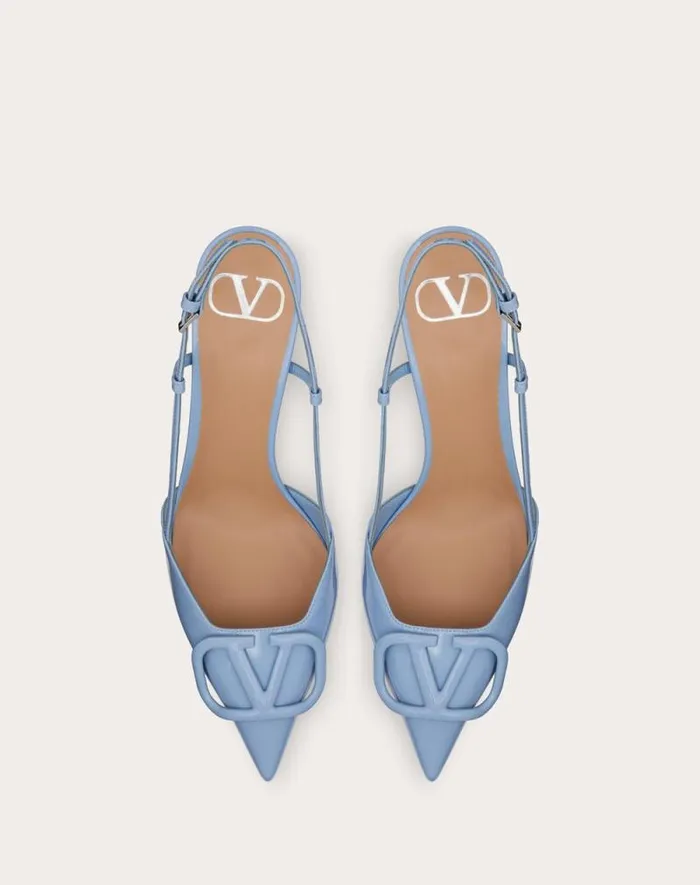 Valentino Pumps Woman Vlogo Signature Patent Leather Slingback Pump 80mm 315 In For Woman In Cobalt Cobalt