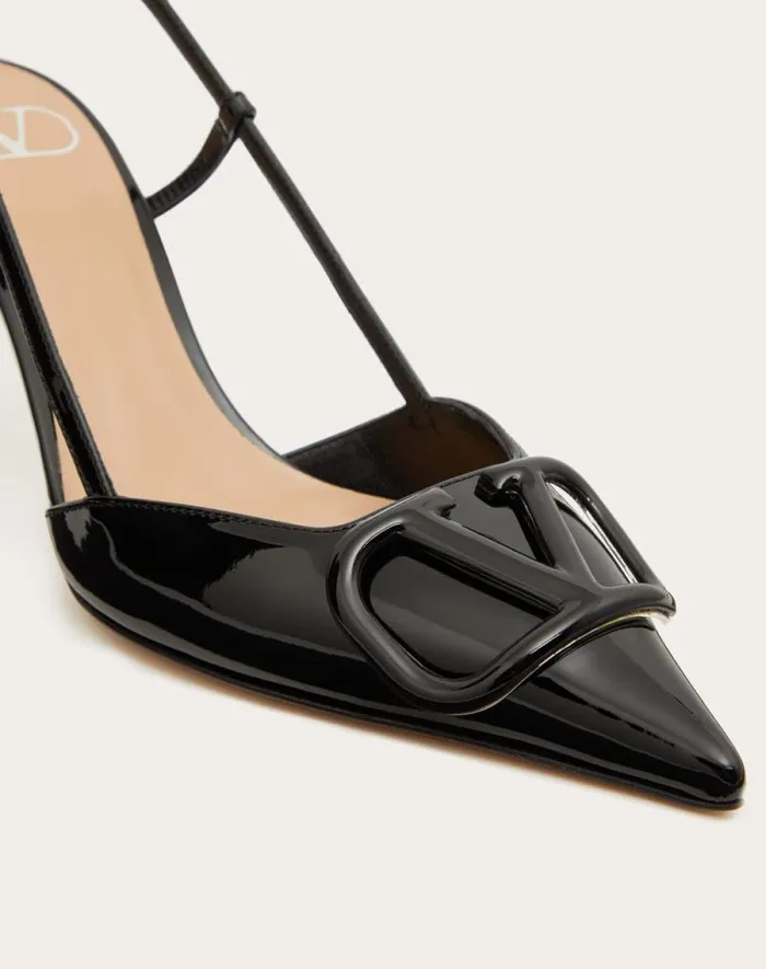Valentino Pumps Woman Vlogo Signature Patent Leather Slingback Pump 80mm 315 In For Woman In Cobalt Cobalt