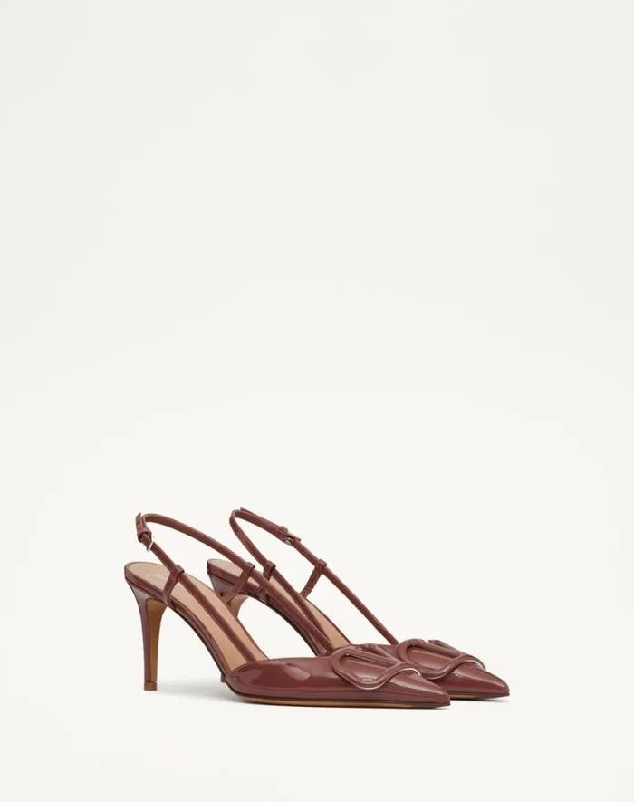 Valentino Pumps Woman Vlogo Signature Patent Leather Slingback Pump 80mm 315 In For Woman In Cobalt Cobalt