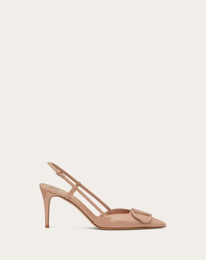Valentino Pumps Woman Vlogo Signature Patent Leather Slingback Pump 80mm 315 In For Woman In Cobalt Cobalt