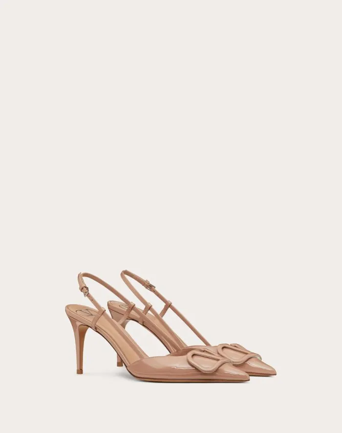 Valentino Pumps Woman Vlogo Signature Patent Leather Slingback Pump 80mm 315 In For Woman In Cobalt Cobalt