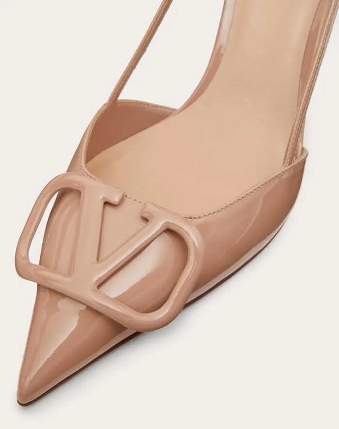 Valentino Pumps Woman Vlogo Signature Patent Leather Slingback Pump 80mm 315 In For Woman In Cobalt Cobalt