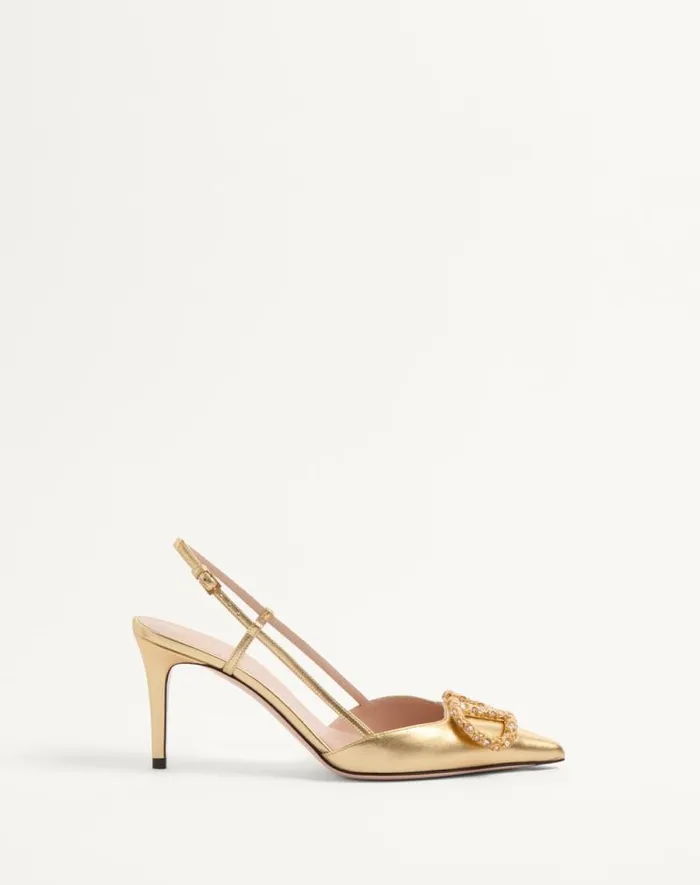 Valentino Pumps Woman Vlogo Signature Slingback Pump In Laminated Nappa Leather 80mm For Woman In Multicolor Multicolor
