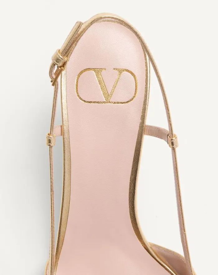 Valentino Pumps Woman Vlogo Signature Slingback Pump In Laminated Nappa Leather 80mm For Woman In Multicolor Multicolor