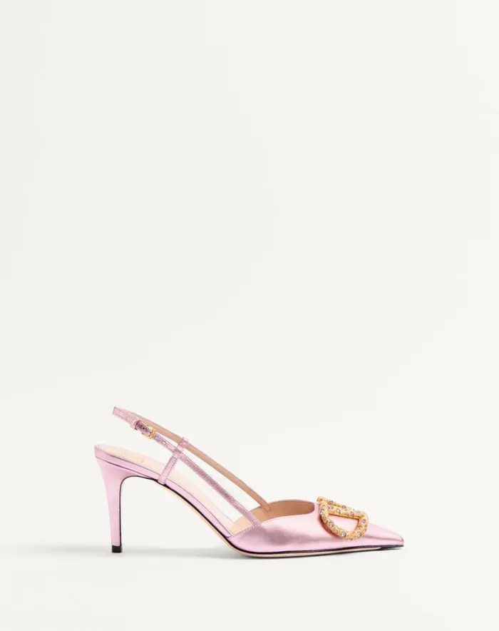 Valentino Pumps Woman Vlogo Signature Slingback Pump In Laminated Nappa Leather 80mm For Woman In Multicolor Multicolor