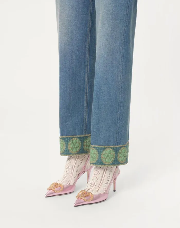 Valentino Pumps Woman Vlogo Signature Slingback Pump In Laminated Nappa Leather 80mm For Woman In Multicolor Multicolor