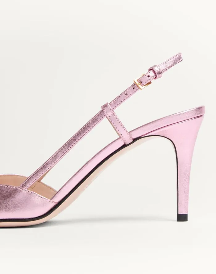 Valentino Pumps Woman Vlogo Signature Slingback Pump In Laminated Nappa Leather 80mm For Woman In Multicolor Multicolor