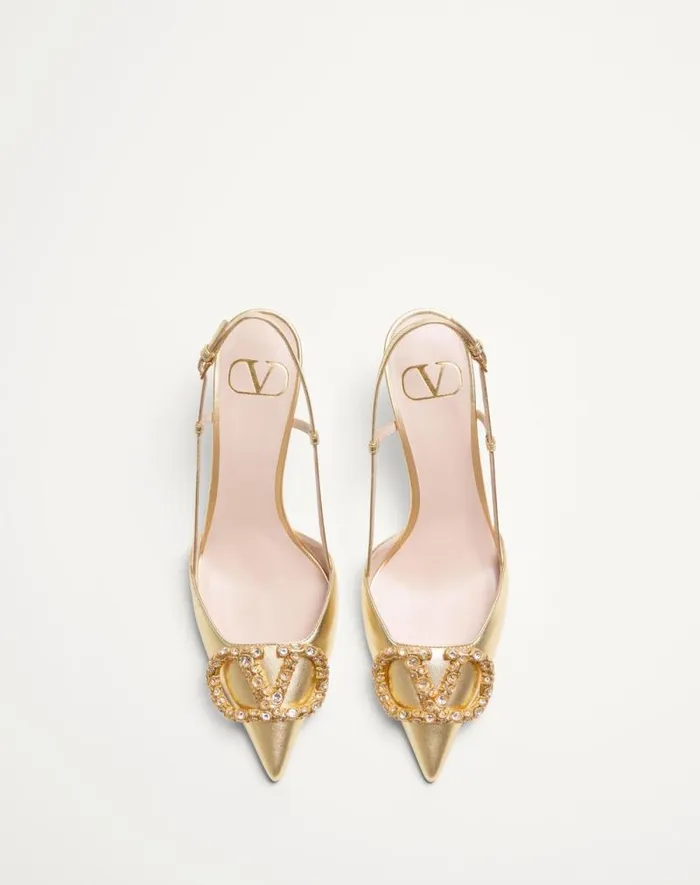 Valentino Pumps Woman Vlogo Signature Slingback Pump In Laminated Nappa Leather 80mm For Woman In Multicolor Multicolor