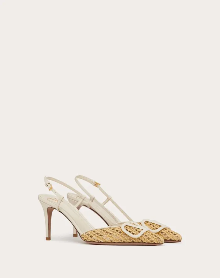 Valentino Pumps Woman Vlogo Signature Woven Nappa Slingback Pump 80mm For Woman In Naturalivory Naturalivory Valentino Pumps Woman Vlogo Signature Woven Nappa Slingback Pump 80mm For Woman In Naturalivory Naturalivory