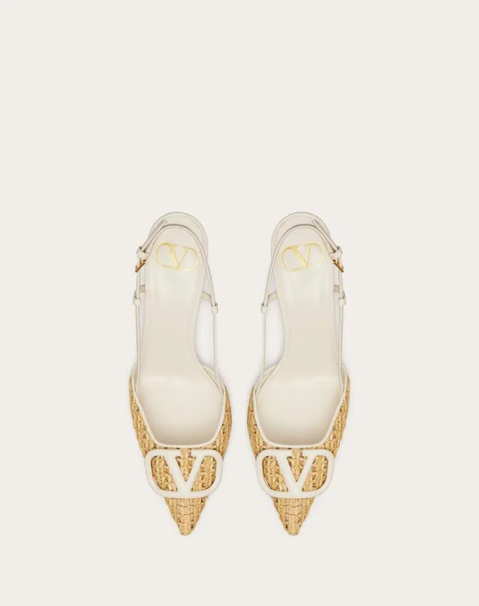Valentino Pumps Woman Vlogo Signature Woven Nappa Slingback Pump 80mm For Woman In Naturalivory Naturalivory Valentino Pumps Woman Vlogo Signature Woven Nappa Slingback Pump 80mm For Woman In Naturalivory Naturalivory