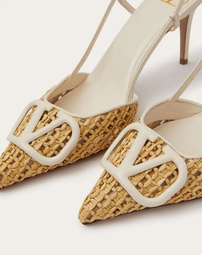 Valentino Pumps Woman Vlogo Signature Woven Nappa Slingback Pump 80mm For Woman In Naturalivory Naturalivory Valentino Pumps Woman Vlogo Signature Woven Nappa Slingback Pump 80mm For Woman In Naturalivory Naturalivory