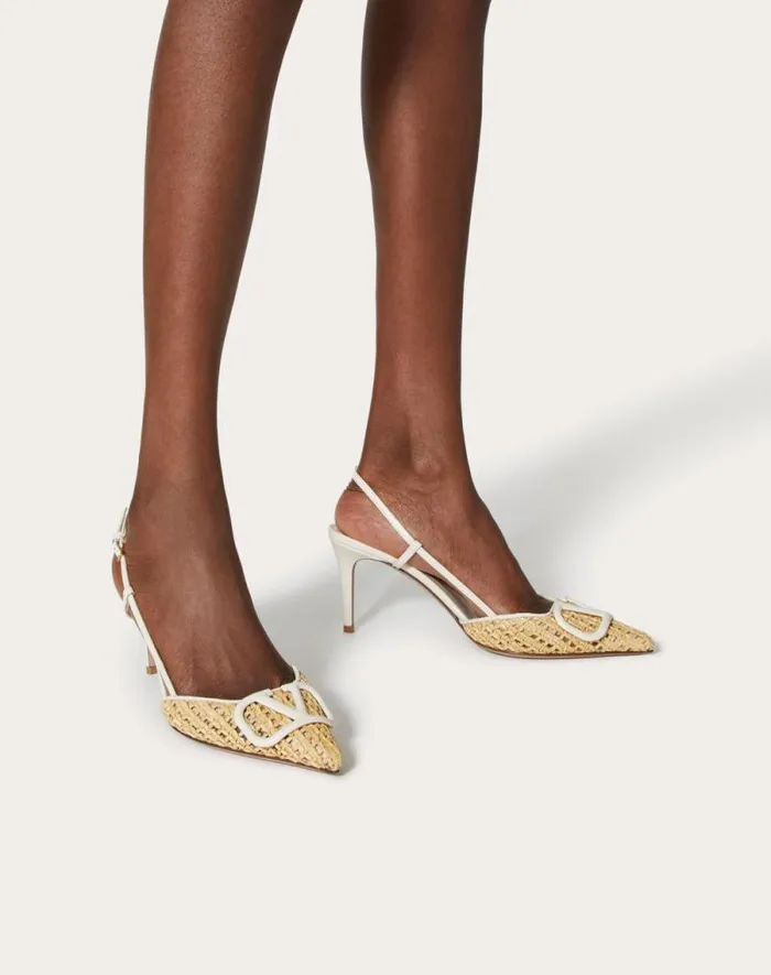 Valentino Pumps Woman Vlogo Signature Woven Nappa Slingback Pump 80mm For Woman In Naturalivory Naturalivory Valentino Pumps Woman Vlogo Signature Woven Nappa Slingback Pump 80mm For Woman In Naturalivory Naturalivory