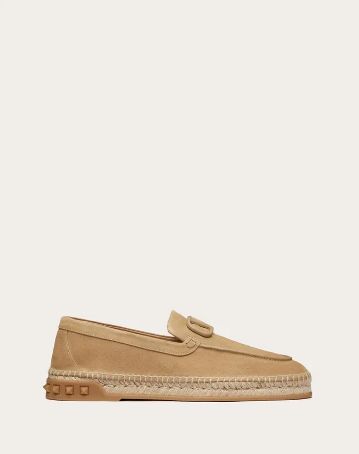 Valentino Sandals Man Leisure Flows Espadrilles In Split Leather For Man In Marine Marine Valentino Sandals Man Leisure Flows Espadrilles In Split Leather For Man In Marine Marine