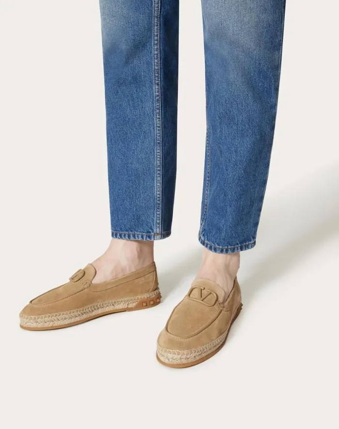 Valentino Sandals Man Leisure Flows Espadrilles In Split Leather For Man In Marine Marine Valentino Sandals Man Leisure Flows Espadrilles In Split Leather For Man In Marine Marine