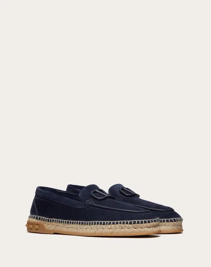 Valentino Sandals Man Leisure Flows Espadrilles In Split Leather For Man In Marine Marine Valentino Sandals Man Leisure Flows Espadrilles In Split Leather For Man In Marine Marine