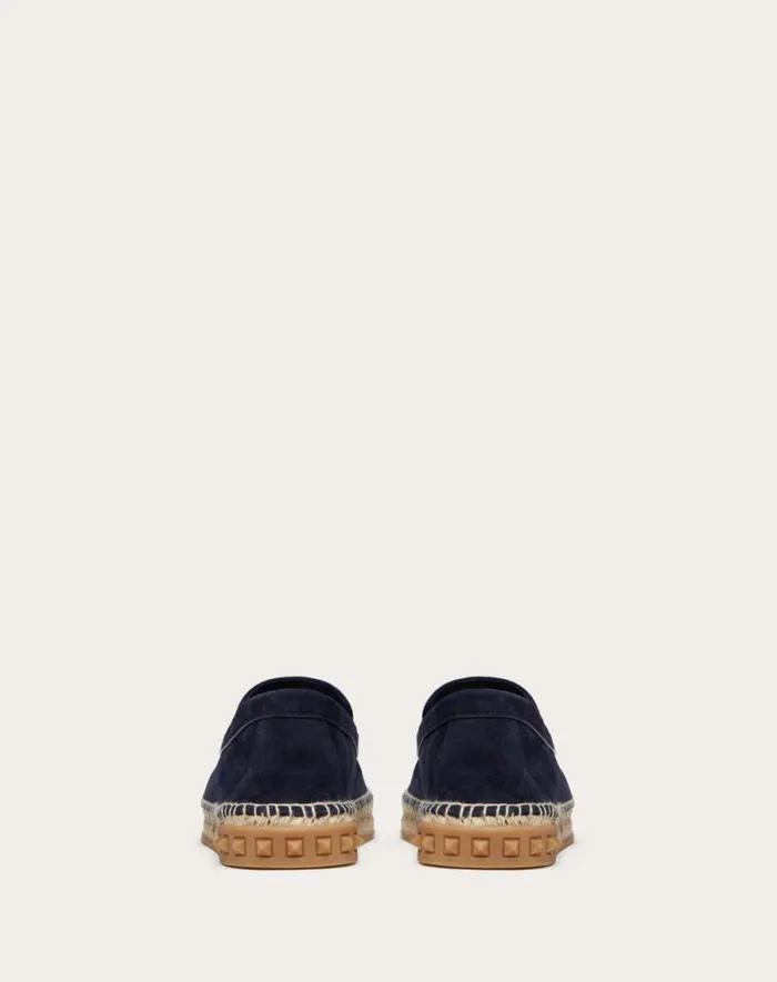 Valentino Sandals Man Leisure Flows Espadrilles In Split Leather For Man In Marine Marine Valentino Sandals Man Leisure Flows Espadrilles In Split Leather For Man In Marine Marine