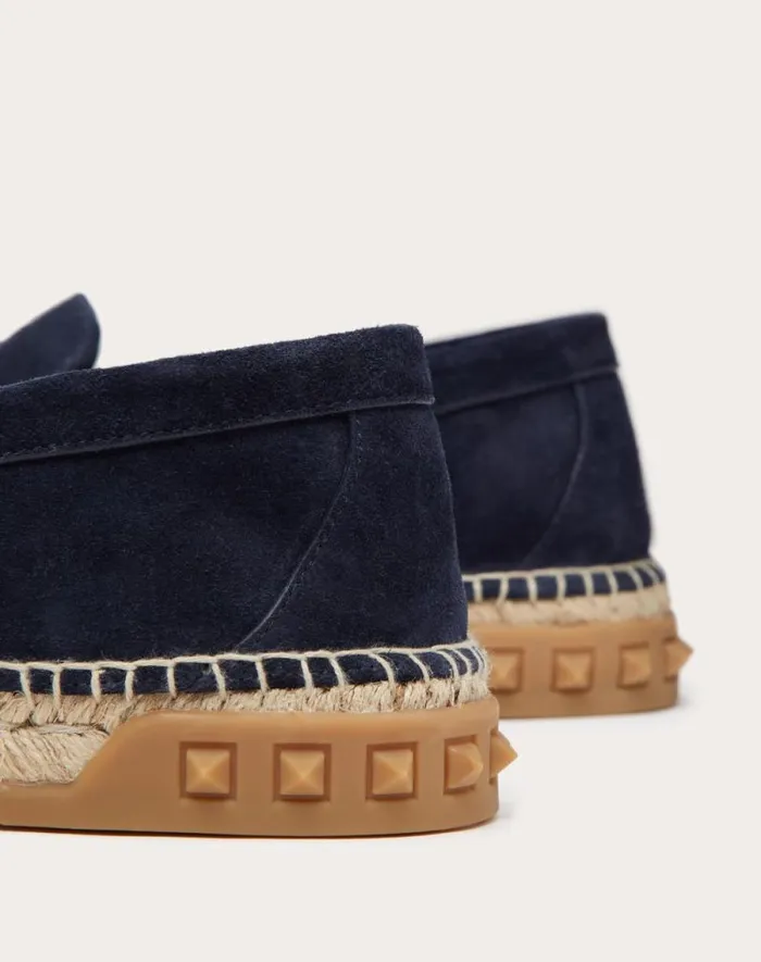 Valentino Sandals Man Leisure Flows Espadrilles In Split Leather For Man In Marine Marine Valentino Sandals Man Leisure Flows Espadrilles In Split Leather For Man In Marine Marine
