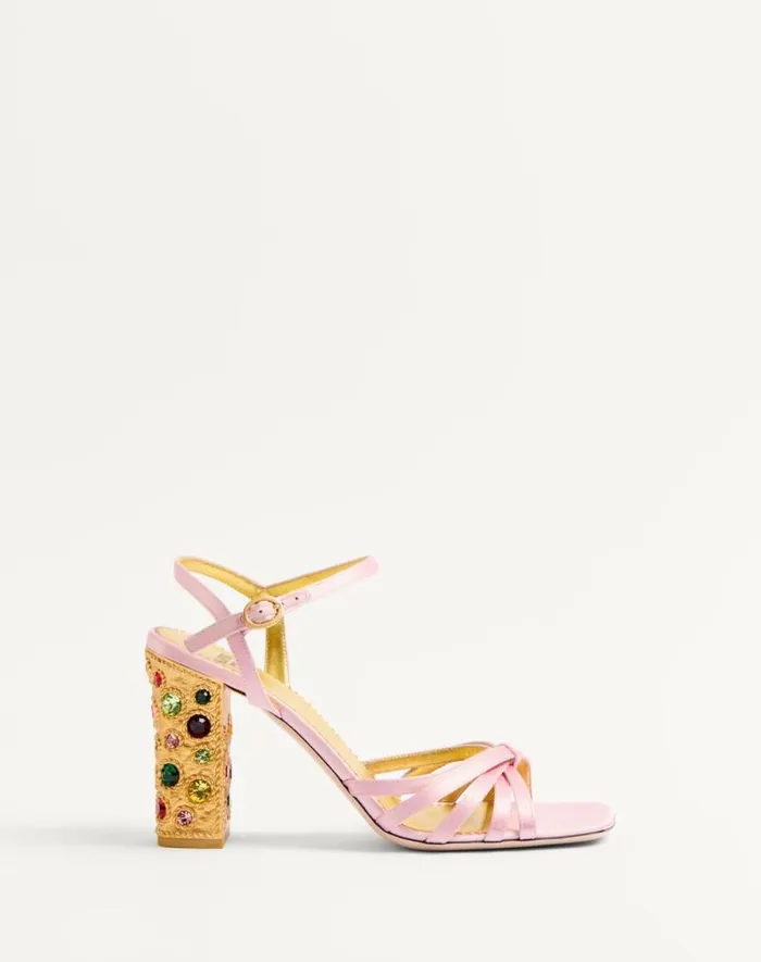 Valentino Sandals Woman Preshoes Satin Sandal With Crystals 90mm For Woman In Multicolor Multicolor Valentino Sandals Woman Preshoes Satin Sandal With Crystals 90mm For Woman In Multicolor Multicolor