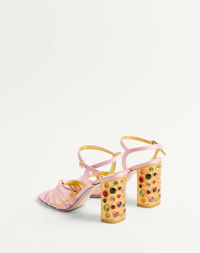 Valentino Sandals Woman Preshoes Satin Sandal With Crystals 90mm For Woman In Multicolor Multicolor Valentino Sandals Woman Preshoes Satin Sandal With Crystals 90mm For Woman In Multicolor Multicolor