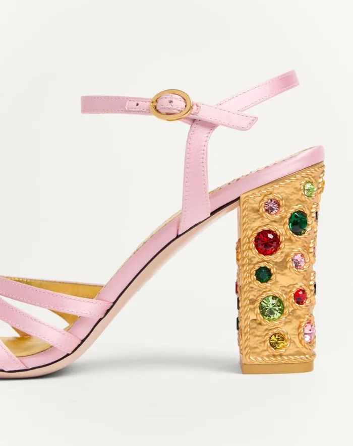 Valentino Sandals Woman Preshoes Satin Sandal With Crystals 90mm For Woman In Multicolor Multicolor Valentino Sandals Woman Preshoes Satin Sandal With Crystals 90mm For Woman In Multicolor Multicolor