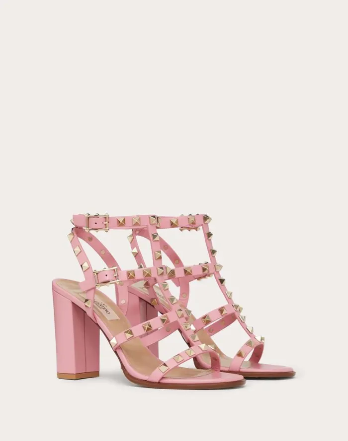 Valentino Sandals Woman Rockstud Ankle Strap Sandal 90 Mm For Woman In Black Black Valentino Sandals Woman Rockstud Ankle Strap Sandal 90 Mm For Woman In Black Black