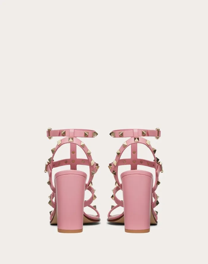 Valentino Sandals Woman Rockstud Ankle Strap Sandal 90 Mm For Woman In Black Black Valentino Sandals Woman Rockstud Ankle Strap Sandal 90 Mm For Woman In Black Black