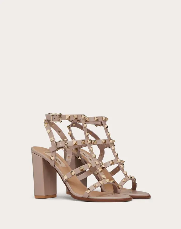 Valentino Sandals Woman Rockstud Ankle Strap Sandal 90 Mm For Woman In Black Black Valentino Sandals Woman Rockstud Ankle Strap Sandal 90 Mm For Woman In Black Black