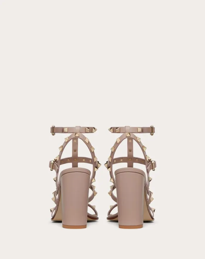 Valentino Sandals Woman Rockstud Ankle Strap Sandal 90 Mm For Woman In Black Black Valentino Sandals Woman Rockstud Ankle Strap Sandal 90 Mm For Woman In Black Black