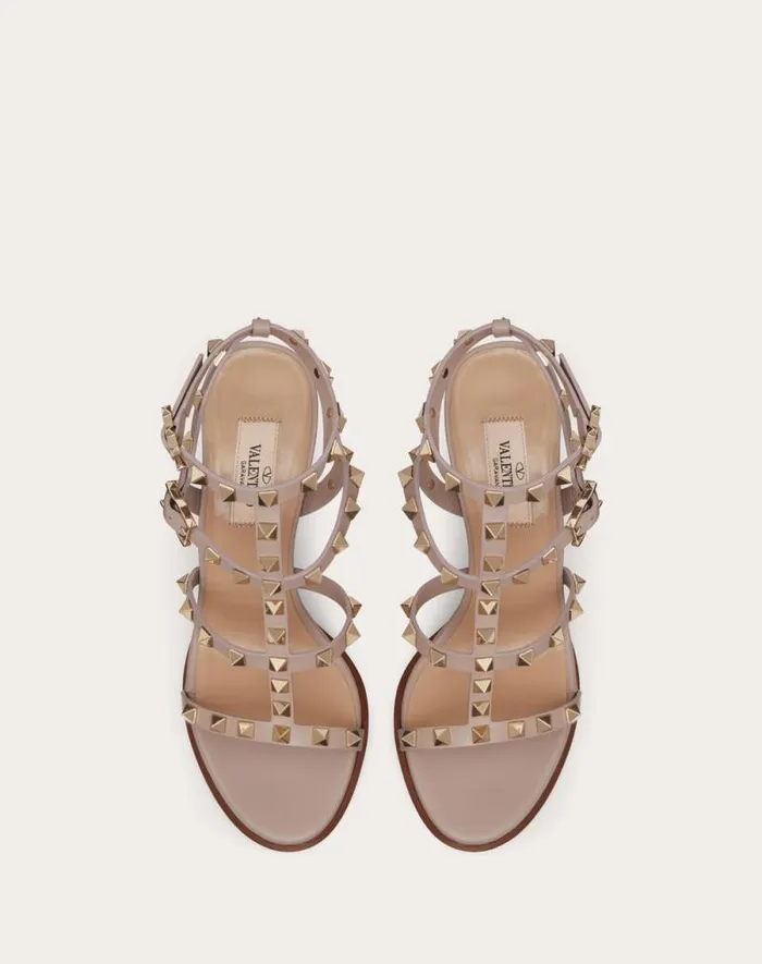 Valentino Sandals Woman Rockstud Ankle Strap Sandal 90 Mm For Woman In Black Black Valentino Sandals Woman Rockstud Ankle Strap Sandal 90 Mm For Woman In Black Black