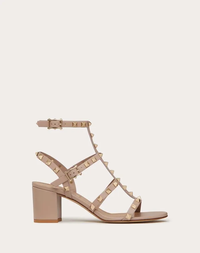Valentino Sandals Woman Rockstud Calfskin Ankle Strap Sandal 60 Mm For Woman In Black Black Valentino Sandals Woman Rockstud Calfskin Ankle Strap Sandal 60 Mm For Woman In Black Black