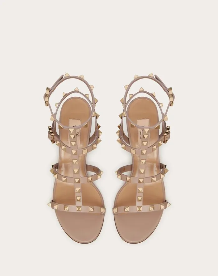 Valentino Sandals Woman Rockstud Calfskin Ankle Strap Sandal 60 Mm For Woman In Black Black Valentino Sandals Woman Rockstud Calfskin Ankle Strap Sandal 60 Mm For Woman In Black Black