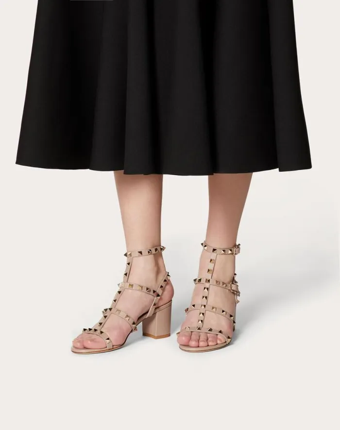 Valentino Sandals Woman Rockstud Calfskin Ankle Strap Sandal 60 Mm For Woman In Black Black Valentino Sandals Woman Rockstud Calfskin Ankle Strap Sandal 60 Mm For Woman In Black Black