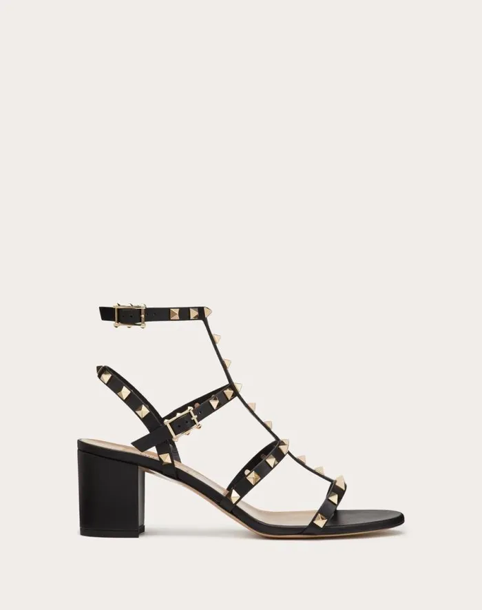 Valentino Sandals Woman Rockstud Calfskin Ankle Strap Sandal 60 Mm For Woman In Black Black Valentino Sandals Woman Rockstud Calfskin Ankle Strap Sandal 60 Mm For Woman In Black Black