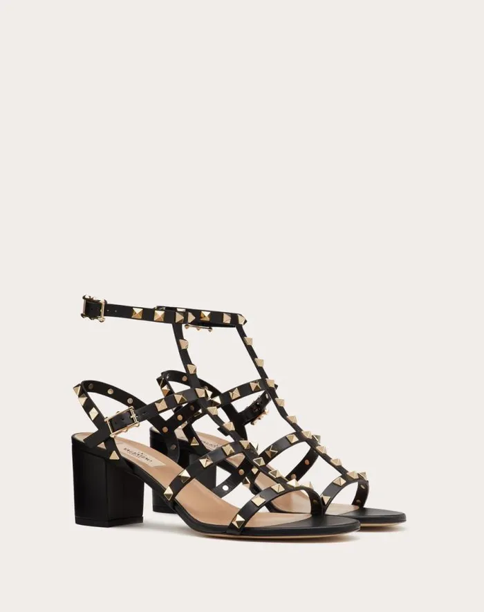 Valentino Sandals Woman Rockstud Calfskin Ankle Strap Sandal 60 Mm For Woman In Black Black Valentino Sandals Woman Rockstud Calfskin Ankle Strap Sandal 60 Mm For Woman In Black Black