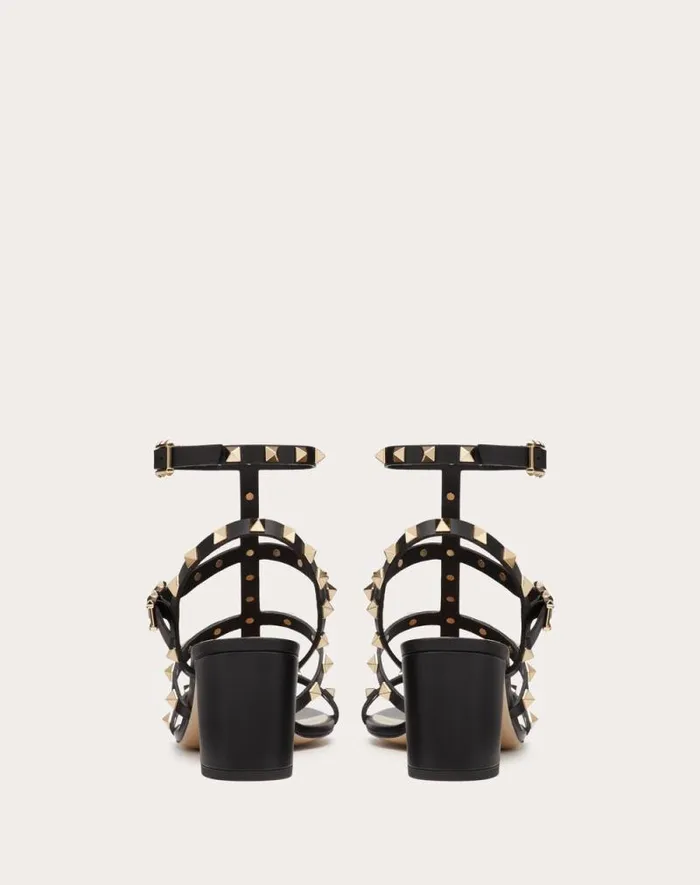 Valentino Sandals Woman Rockstud Calfskin Ankle Strap Sandal 60 Mm For Woman In Black Black Valentino Sandals Woman Rockstud Calfskin Ankle Strap Sandal 60 Mm For Woman In Black Black