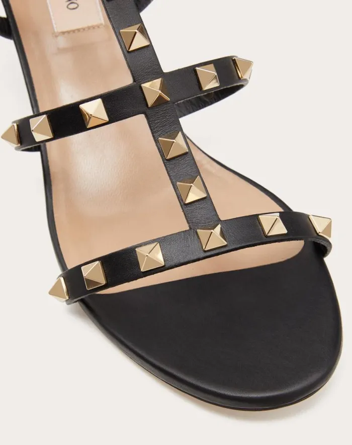 Valentino Sandals Woman Rockstud Calfskin Ankle Strap Sandal 60 Mm For Woman In Black Black Valentino Sandals Woman Rockstud Calfskin Ankle Strap Sandal 60 Mm For Woman In Black Black